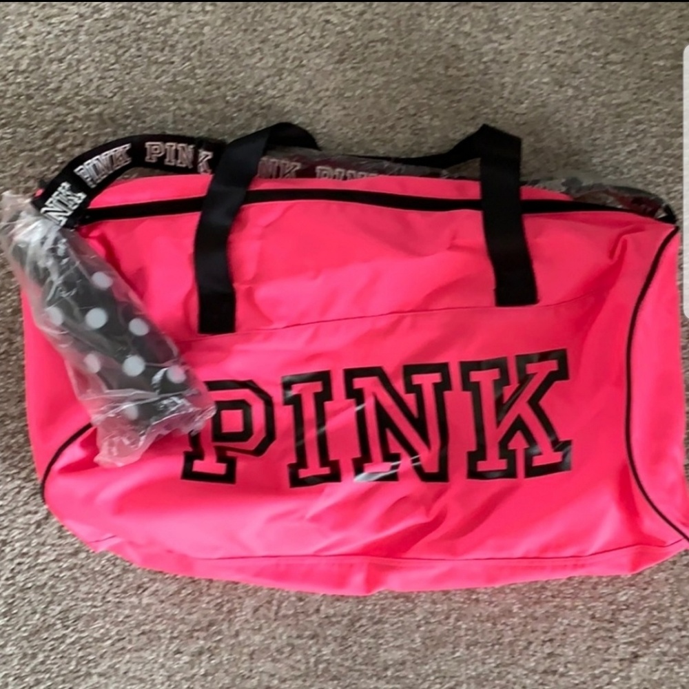 PINK LOGO DUFFLE BAG